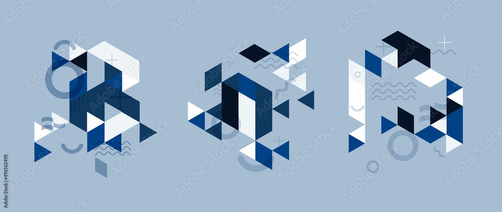 Aufkleber set of abstract geometric pattern element. collection of square, circle, triangle, polygon shape and