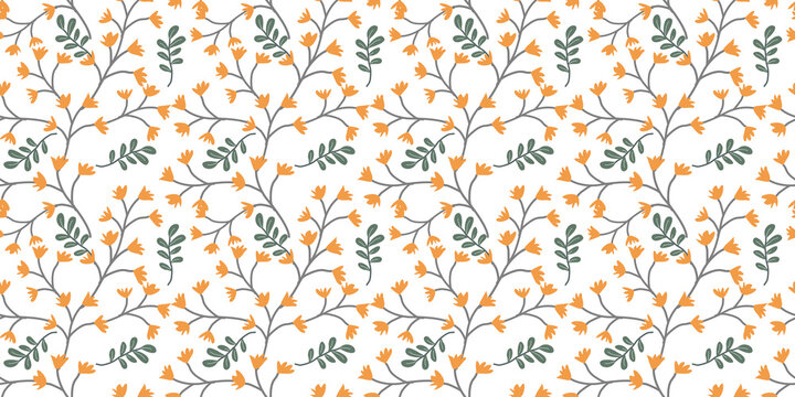 A collection of seamless floral patterns, white background doodle style for fabric patterns, clothes patterns, digital paper, pillow, scrapbook, wrapping paper, women's fashion, cards, spring and more