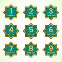 set of islamic countdown number days left badge