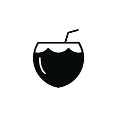 Coconut Drink, Juice Solid Line Icon Vector Illustration Logo Template. Suitable For Many Purposes.