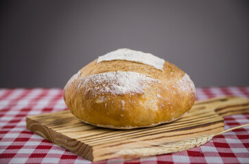 Beautiful Sourdough bread being held by woman's hands.