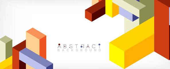 Abstract background. 3d cubes, cubic elements and blocks. Techno or business concept for wallpaper, banner, background, landing page