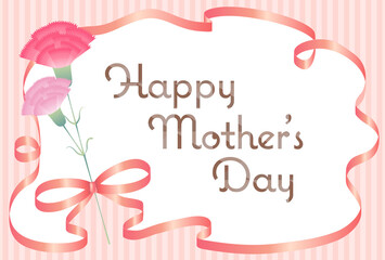 母の日のメッセージカード（赤リボン・ポストカードサイズ）
