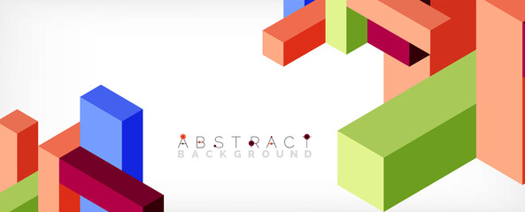 Obraz premium Abstract background. 3d cubes, cubic elements and blocks. Techno or business concept for wallpaper, banner, background, landing page