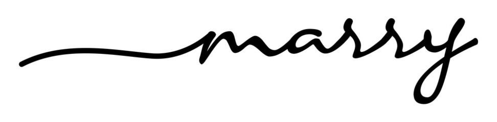 Marry Handwriting Black Lettering Calligraphy Banner. Greeting Card Vector Illustration.