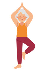 old woman practicing yoga