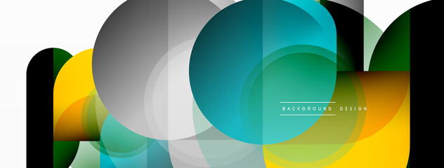 Obraz premium Creative geometric wallpaper. Minimal circle triangle and square line abstract background. Vector illustration for wallpaper banner background or landing page