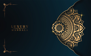 Ornamental mandala background with golden color arabesque floral Islamic east style