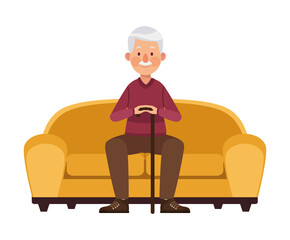 old man seated in sofa