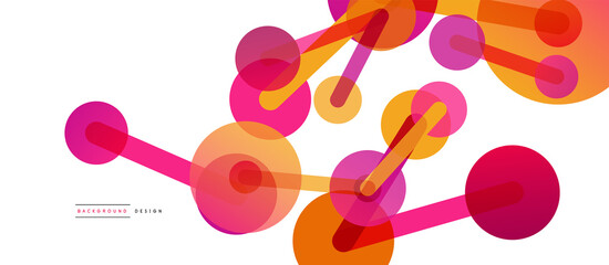 Line points connections geometric abstract background. Circles connected by lines. Trendy techno business template for wallpaper, banner, background or landing