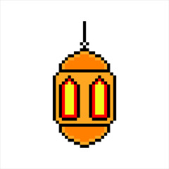 Arabic lantern (fanoos) Pixel Art isolated on white Background. Vector illustration.