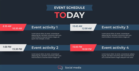 Today plan, Daily event schedule flyer poster template.