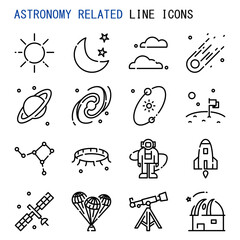 Astronomy related line icons