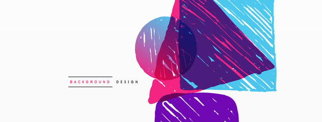 Obraz premium Abstract background. Hand drawn geometric shape - square, circle and triangle. Craft business concept template for wallpaper, banner, background or landing
