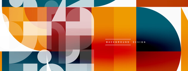 Minimal geometric abstract background. Circle square and triangle design. Trendy techno business template for wallpaper, banner, background or landing