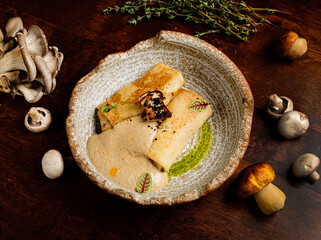 pancakes with mushrooms and herbs