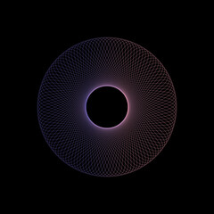 Abstract spirograph element on a black background.