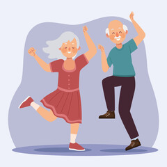 elderly couple dancing