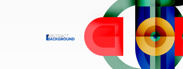 Creative geometric wallpaper. Minimal abstract background. Bright color geometric shapes on white backdrop. Business template for wallpaper, banner, background or landing