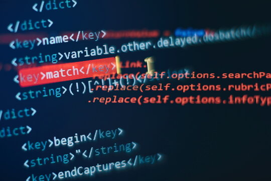 IT business. Python code computer screen. Mobile application design Concept.