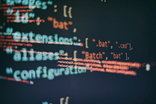 IT business. Python code computer screen. Mobile application design Concept.