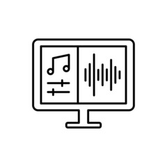 Music editing line vector icon on white background