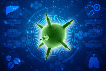 3d rendering Virus bacteria cells in digital background, Medical and Healthcare background