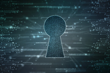 Lock Key Hole on digital screen,cyber security concept background. Data protection Cyber Security Privacy Business Internet Technology Concept