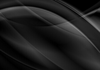 Abstract black smoke waves background. Monochrome smooth vector design