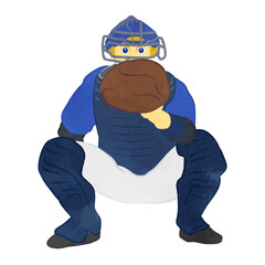 Illustration of a catcher holding a mitt