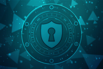 Protect and Security concept. Digital Shield on abstract technology background, Cyber security and information or network protection. Future technology web services for business and internet project