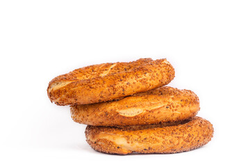 Traditional delicious Turkish foods; Turkish bagel (simit - gevrek)
