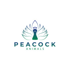 peacock animal zoo bird logo design vector icon illustration graphic creative idea