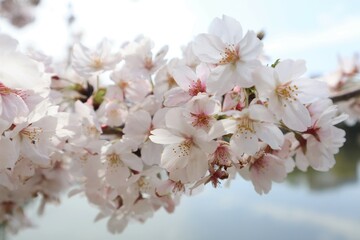 Beautiful pink cherry blossom close-up