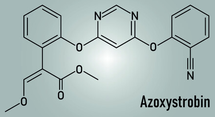 Azoxystrobin fungicide molecule. Skeletal formula.