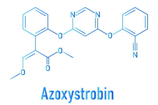 Azoxystrobin fungicide molecule. Skeletal formula.