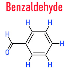 Fototapeta premium Benzaldehyde bitter almond odor molecule. Skeletal formula.