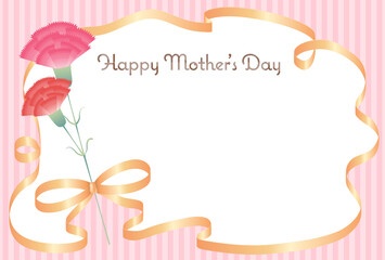 母の日のメッセージカード（金リボン・ポストカードサイズ）
