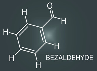 Benzaldehyde bitter almond odor molecule. Skeletal formula.