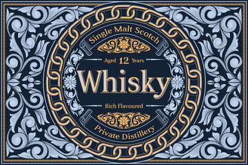 Scotch whisky - ornate vintage decorative label