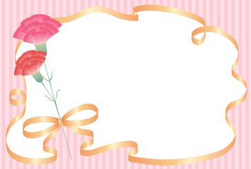 母の日のメッセージカード（金リボン・ポストカードサイズ）
