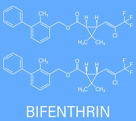 Bifenthrin insecticide molecule (pyrethroid class). Skeletal formula.
