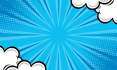 comic cartoon blue background with cloud  © anggi wibisono