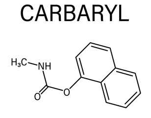 Carbaryl (carbaril) insecticide molecule (carbamate class). Skeletal formula.