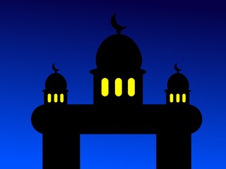 Fototapeta na wymiar mosque at night silhouette