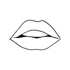lips icon. mouth vector illustration hand drawn in doodle style. line art, nordic, scandinavian, minimalism, monochrome. sticker.
