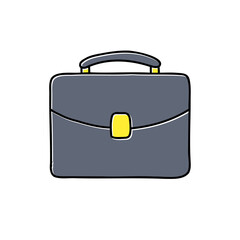 Hand drawn stylish Briefcase icon isolated on white background