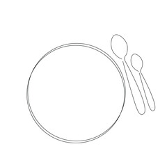 Spoons silhouette line drawing vector illustration