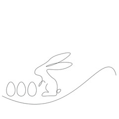 Easter bunny line drawing vector illustration
