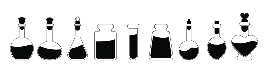 Bottle magic potion simpl logo vector set